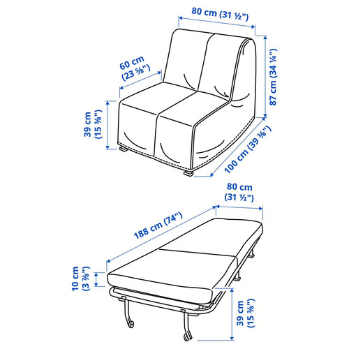 LYCKSELE MURBO Chair-bed, Vansbro yellow