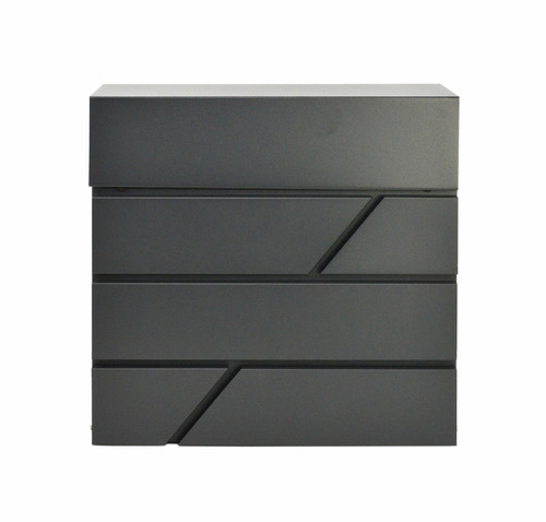 Modern Wall-Mount Letterbox, Black, 370x370x105mm