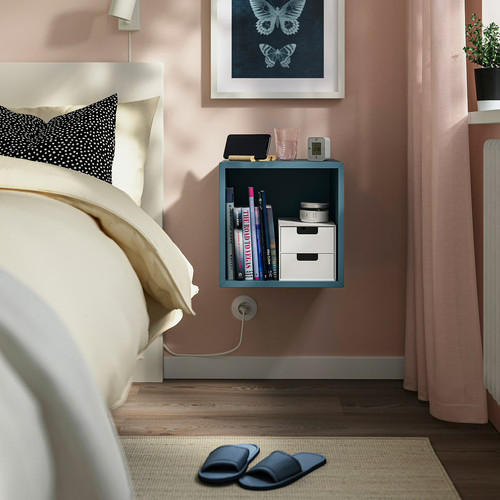 EKET Wall-mounted shelving unit, dark grey-blue, 35x35x35 cm