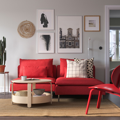SÖDERHAMN 2-seat sofa with chaise longue, Tonerud red