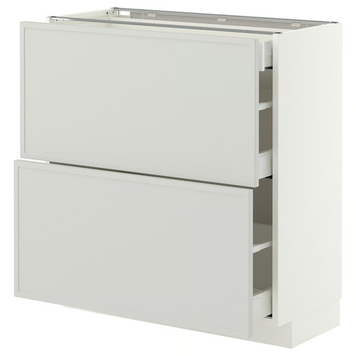 METOD/MAXIMERA Base cab with 2 fronts/3 drawers, white/Aspudden light grey, 80x37 cm