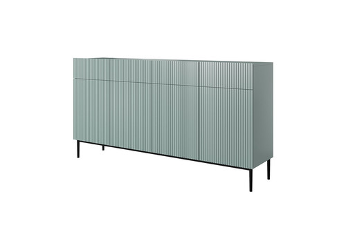 Cabinet with 4 Doors & 4 Drawers Nicole 200cm, sage, black legs