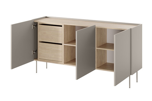Three-Door Cabinet with Drawer Unit Desin 170, cashmere/nagano oak