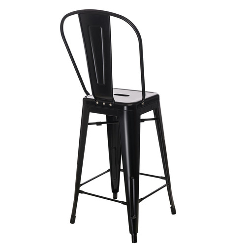 Bar Stool with Backrest Paris Back, black