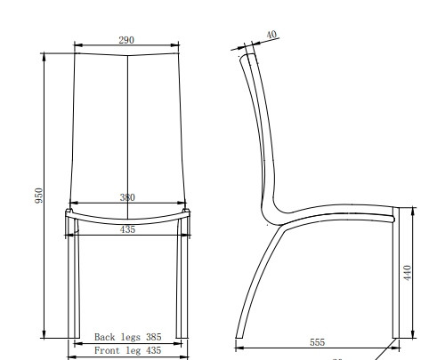 Chair Asama, black, chrome legs