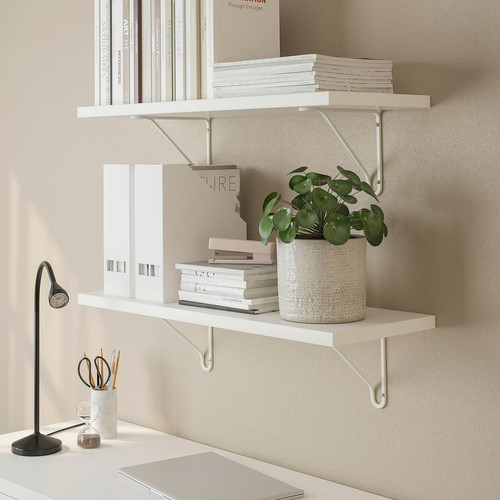 BERGSHULT / FÖRLÄGGARE Wall shelf, white/white, 80x30 cm