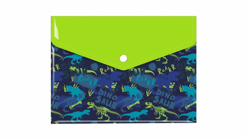 Case Envelope Plastic Wallet File with Button A45 PP, dinosaurs