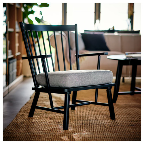 PERSBOL Armchair, black/Tibbleby beige/grey