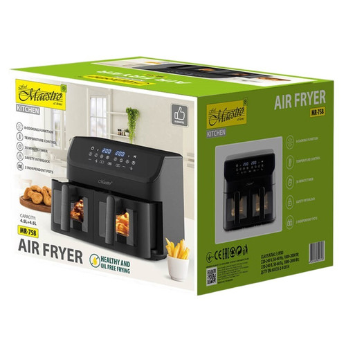 Feel Maestro Dual Basket Air Fryer Max 2x 4.5l 2000W MR-758