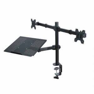 ART Desk Mount for 2 LED/LCD Monitors 13-27" with Notebook Holder L-25