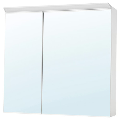 TREASJÖN Mirror cab 2 door/built-in lighting, 80x17x75 cm