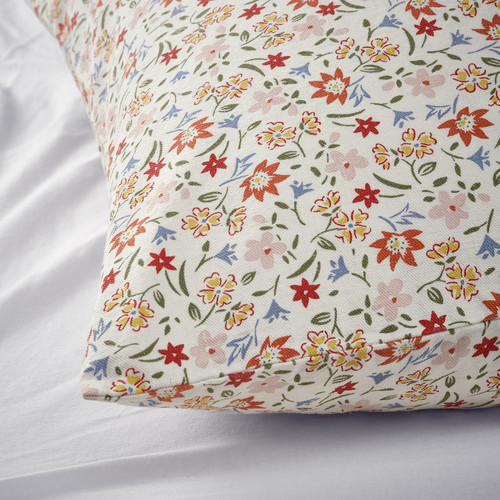 GULLNATTLJUS Cushion cover, white/floral pattern, 50x50 cm
