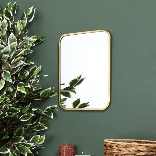 Mirror Arcilla, gold, rectangular