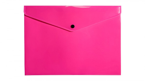 Document Envelope Pocket Wallet File with Button PP A4, neon pink