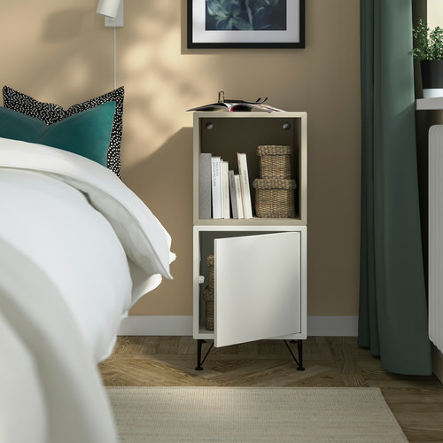 EKET Cabinet combination with legs, white beige/metal black, 35x35x80 cm