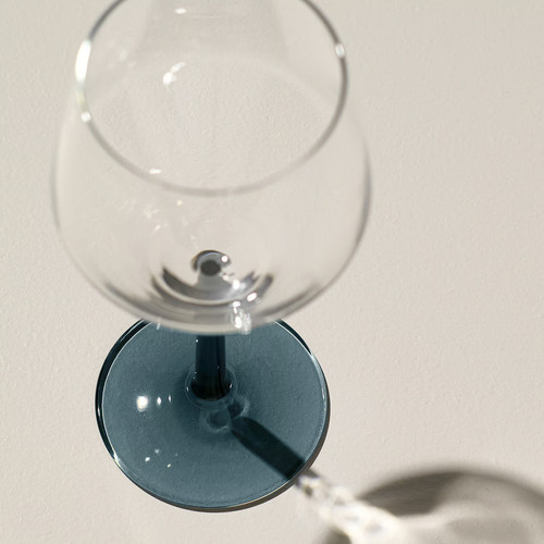RÖDRÄKA Wine glass, blue-grey/clear glass, 50 cl