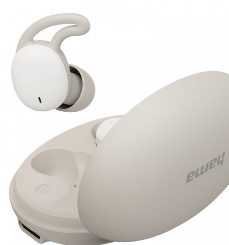 Hama Spirit Calm True Wireless Sleep/Podcast Earbuds, White/Grey