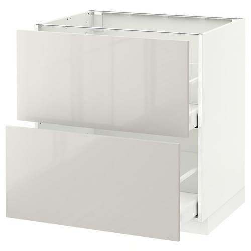 METOD / MAXIMERA Base cb 2 fronts/2 high drawers, white, Ringhult light grey, 80x60 cm