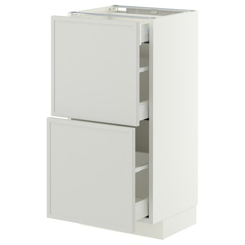 METOD/MAXIMERA Base cab with 2 fronts/3 drawers, white/Aspudden light grey, 40x37 cm