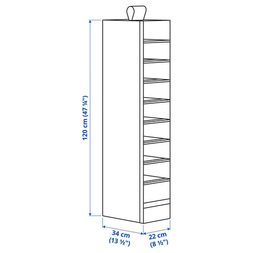 SKUBB Storage with 9 compartments, white, 22x34x120 cm