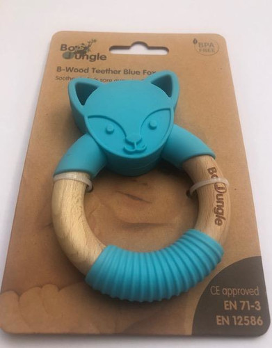 Bo Jungle B-Wood Teether Animals Blue Fox