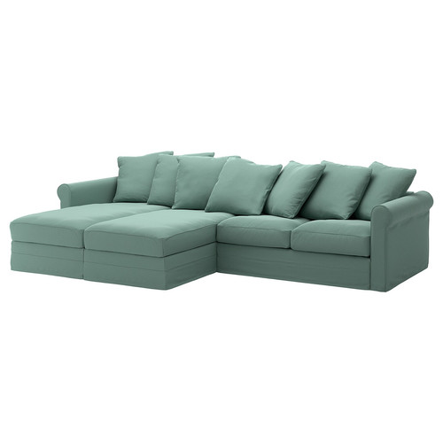 GRÖNLID Cover for 4-seat sofa, with chaise longues/Ljungen light green