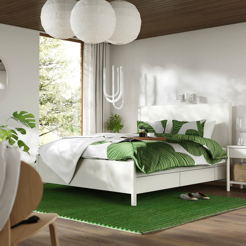 TONSTAD Bedroom furniture, set of 3, incl bed storage/off-white, Standard Double
