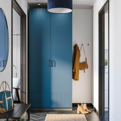 PAX / FYRUDDEN Wardrobe combination, dark grey/blue, 100x60x236 cm