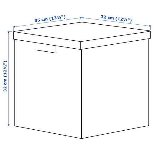 TJENA Storage box with lid, white black/dotted, 32x35x32 cm
