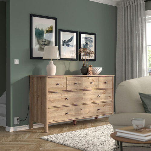 STOREMOLLA Chest of 8 drawers, grey-brown stained, 171x50x91 cm