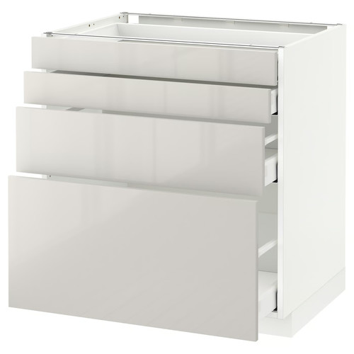 METOD/MAXIMERA Base cab 4 frnts/4 drawers, white/Ringhult light grey, 80x61.8x88 cm