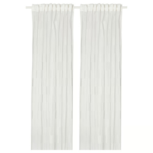 BERGNEJLIKA Net curtains, 1 pair, white/with heading tape, 145x250 cm