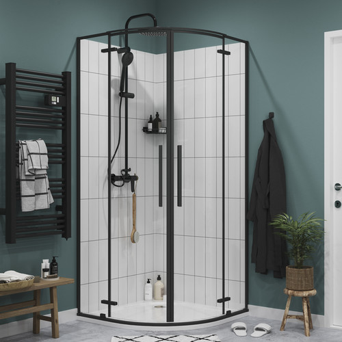 GoodHome Shower Enclosure Cabin Ezili 90 cm, black/transparent