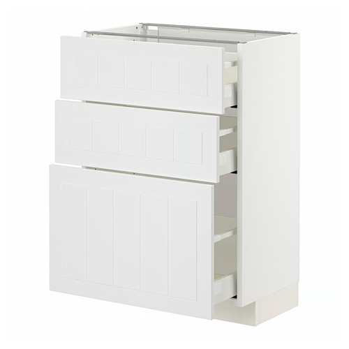 METOD / MAXIMERA Base cabinet with 3 drawers, white/Stensund white, 60x37 cm