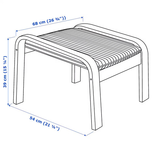 POÄNG Armchair and footstool, birch veneer/Knisa black