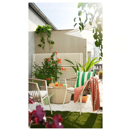SEGERÖN Outdoor chair with armrests, white/beige/Frösön/Duvholmen beige