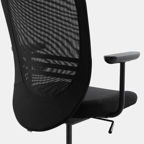 FLINTAN Office chair with armrests, black