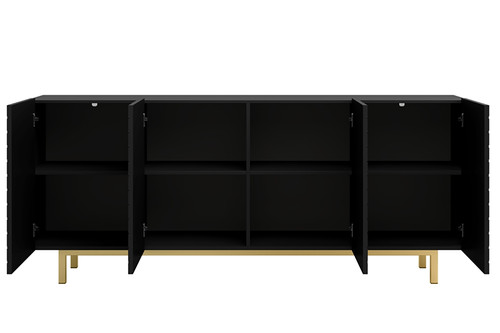 Four-Door Cabinet Scalia II 190, matt black/gold legs