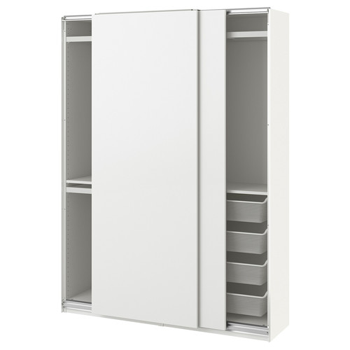 PAX / HASVIK Wardrobe combination, white/white, 150x44x201 cm