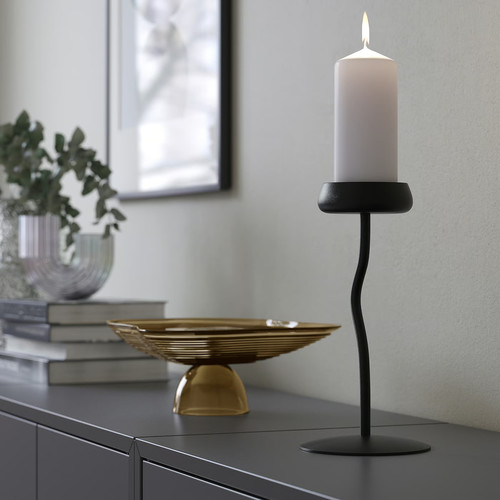 SILVERPÄRON Pillar candle holder, black, 24 cm