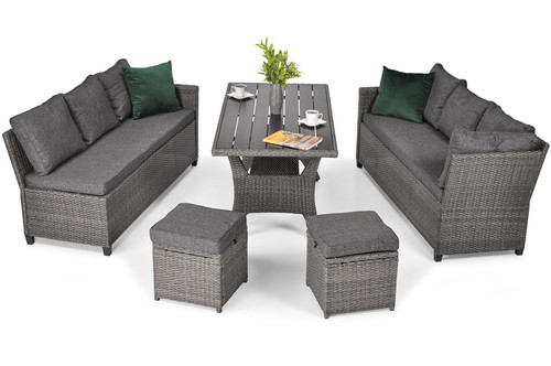 Large Garden Corner Sofa, Set with table, dark grey
