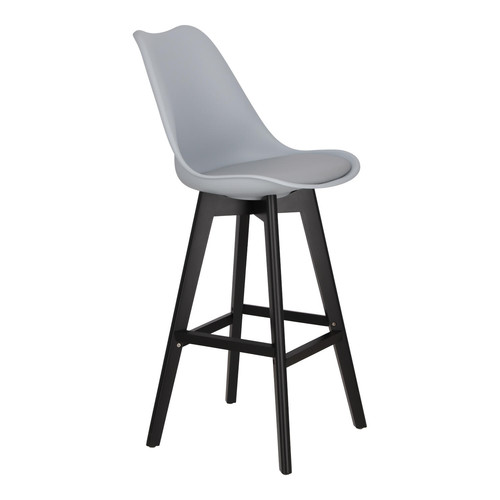 Bar Stool Norden, wood black high PP, grey