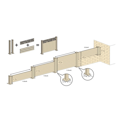 Blooma Neva Aluminium Leaf 1/2 Fence Panel 88 x 179 cm, taupe