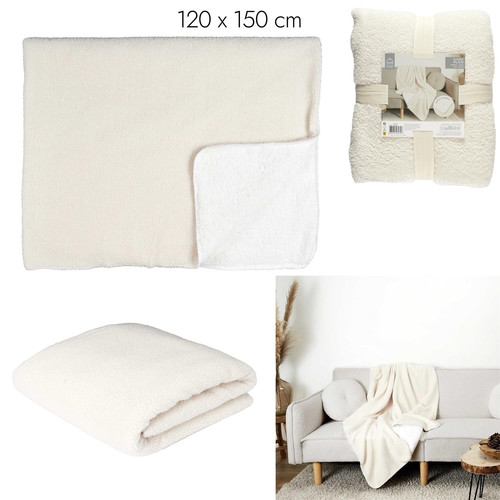 Blanket Throw Sherpa 120x150cm, ecru