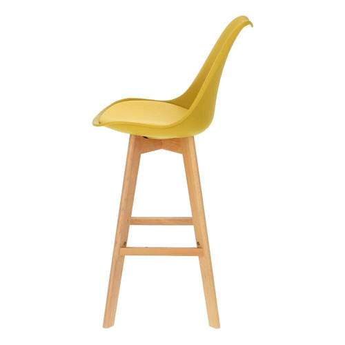 Bar Stool Norden Wood, high, PP, yellow