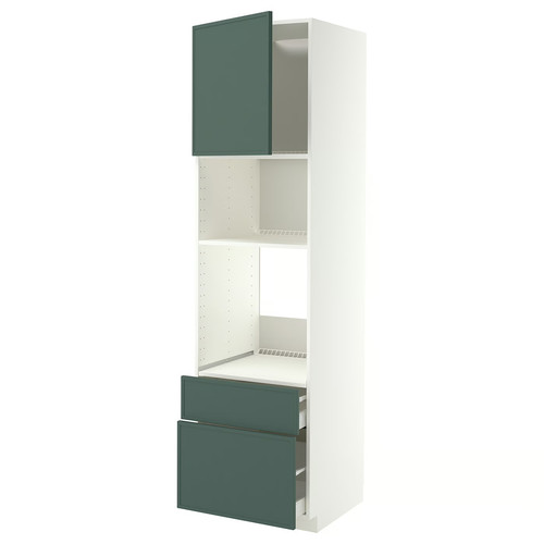 METOD/MAXIMERA High cab f oven/micro w dr/2 drwrs, white/Aspudden dark grey-green, 60x60x220 cm