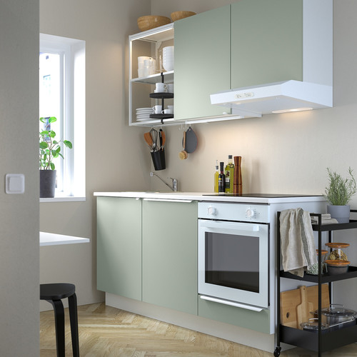 ENHET Kitchen, white/pale grey-green, 183x63.5x222 cm
