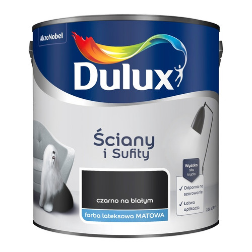 Dulux Walls & Ceilings Matt Latex Paint 2.5l in the black