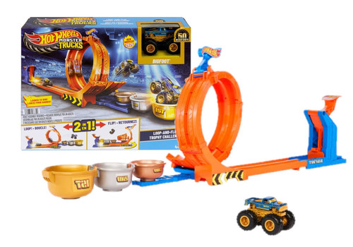 Hot Wheels Monster Trucks LOOP-AND-FLIP TROPHY CHALLENGE™ Playset JBX64 4+