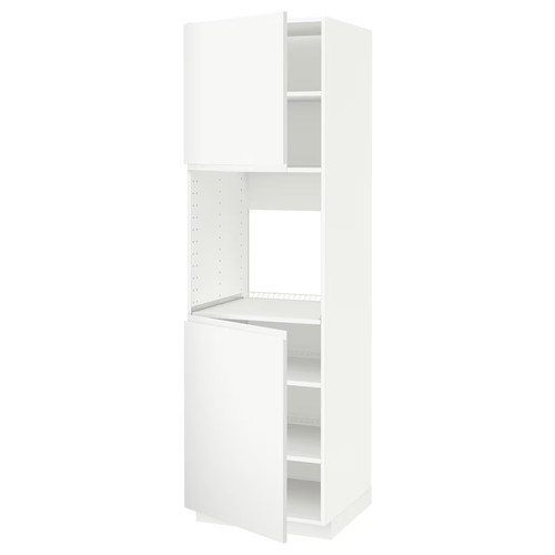 METOD High cab f oven w 2 doors/shelves, white/Voxtorp matt white, 60x60x200 cm